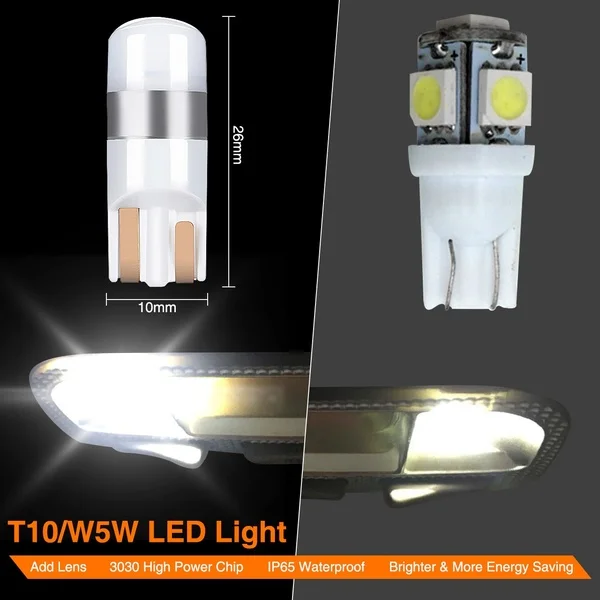 4X Error T10 Bulb Canbus 3030 Smd Led Car Parking Light White 6000K | Автомобили и мотоциклы