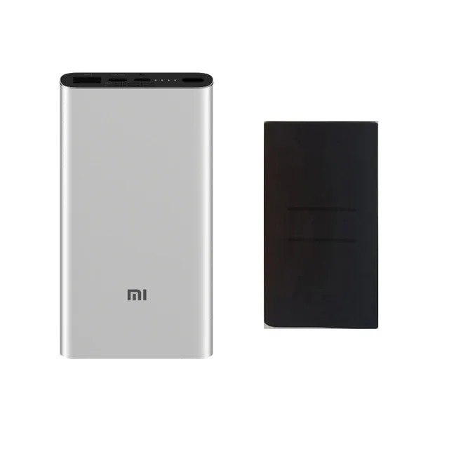 sliver add black Xiaomi Mi, 10000 мА/ч, внешний аккумулятор 3, 18 Вт, максимальная быстрая зарядка, USB-C, Двойной вход, выход, PLM12ZM, 10000 мА/ч, внешний аккумулятор для samsung iPhone - Цвет: sliver add black