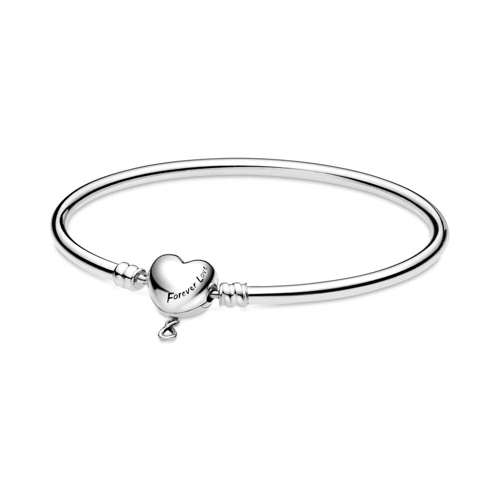 

2020 NEW 100% 925 Sterling Silver Mother's Day Moments Infinity Heart Clasp Bangle Bracelet Fit Women Original Fashion Jewelry