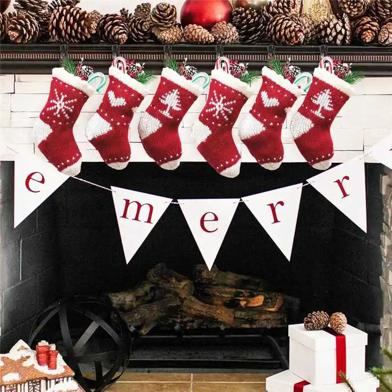 

Christmas Santa Stocking Hanging Xmas Tree Ornaments Decoration Candy Gift Bag