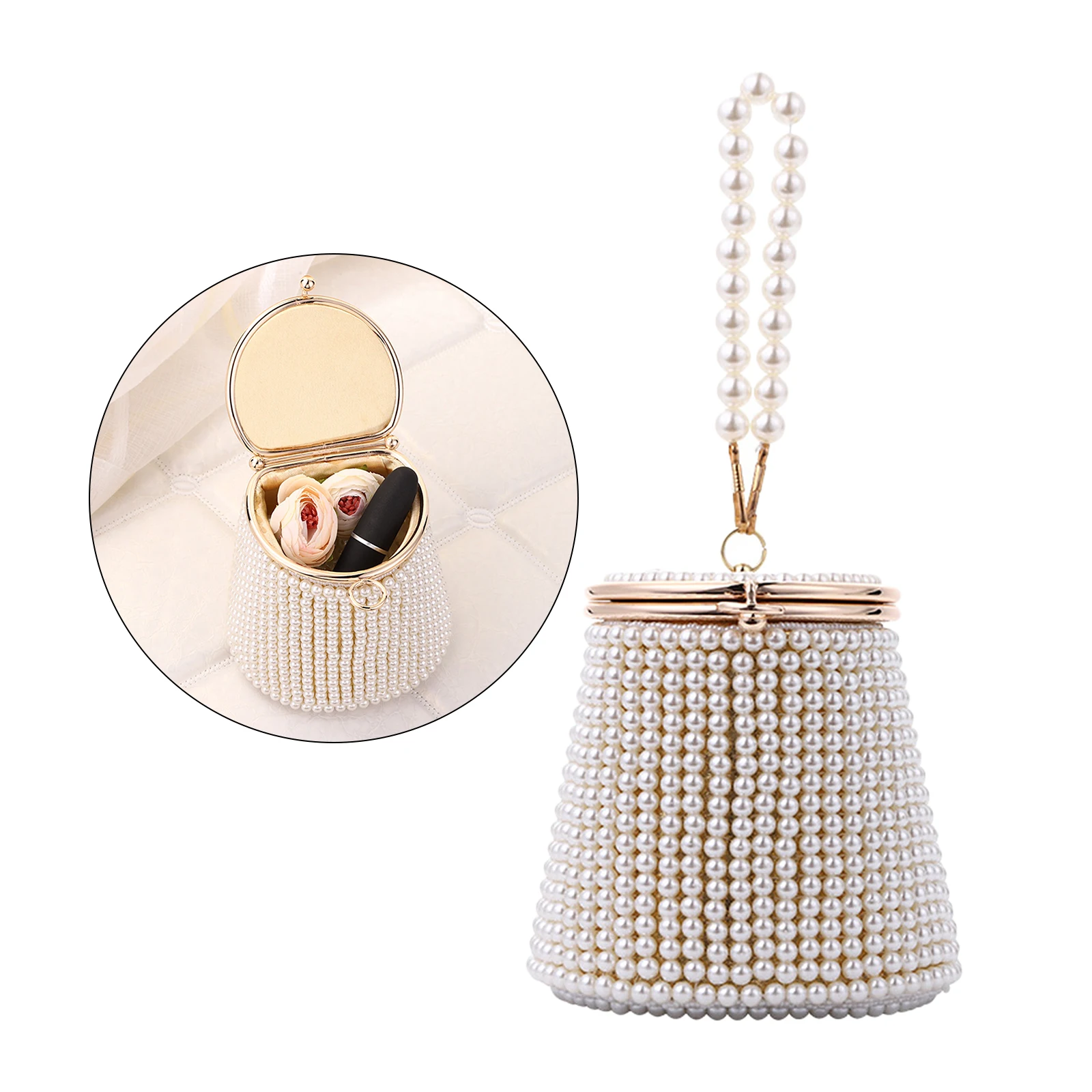 

Natural Pearl Bucket Bag Tote Bag for Evening Dinner Women Birthday Gift