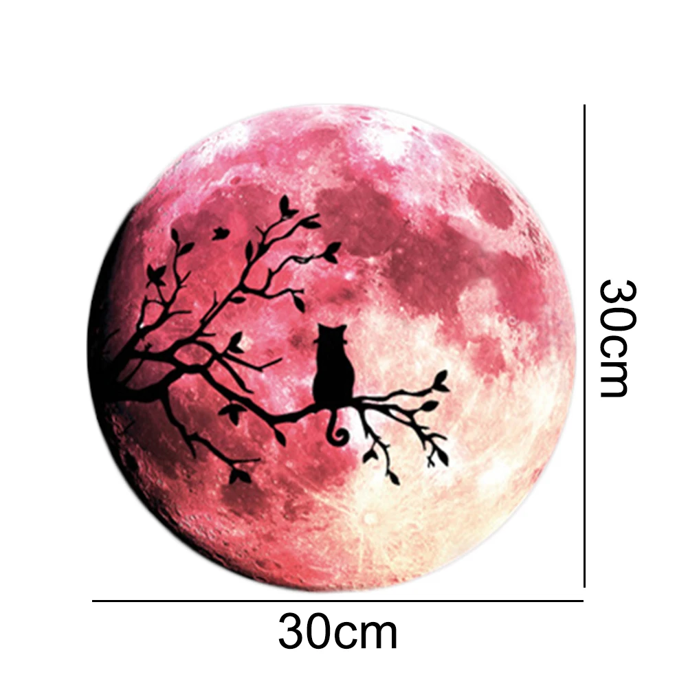 

30*30cm Halloween Luminous Moon Shape Night Glow Stickers Wall Decal 3D Wall Sticker Living Room Bedroom Home Decor