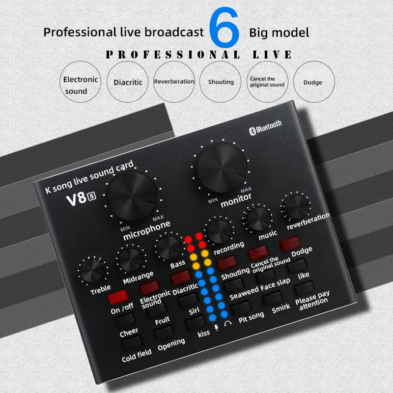 Внешняя звуковая карта V8S Bluetooth-гарнитура с микрофоном и подключением к сети для