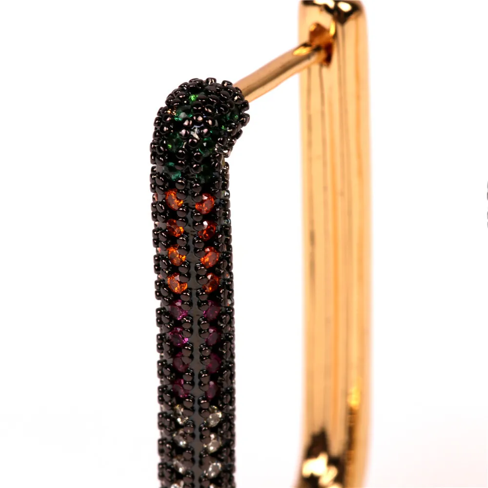 

New market double plated colorful rectangular earrings for women