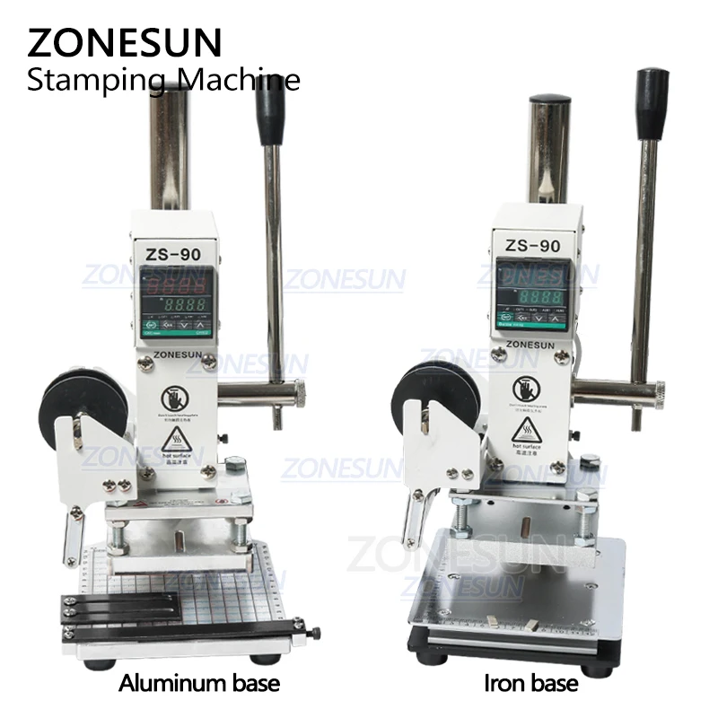 zonesun zs90 hot stamping machine for leather wood bronzing press machine hot foil stamp logo branding 500w 220v free global shipping