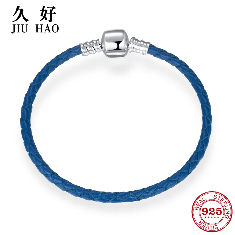 Стерлинговое Серебро 925 темно синий плетеный амулеты из натуральной кожи браслет
