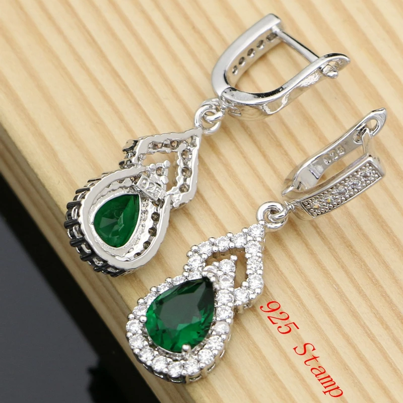 Женские серьги в богемном стиле круглые с натуральным зеленым кубическим