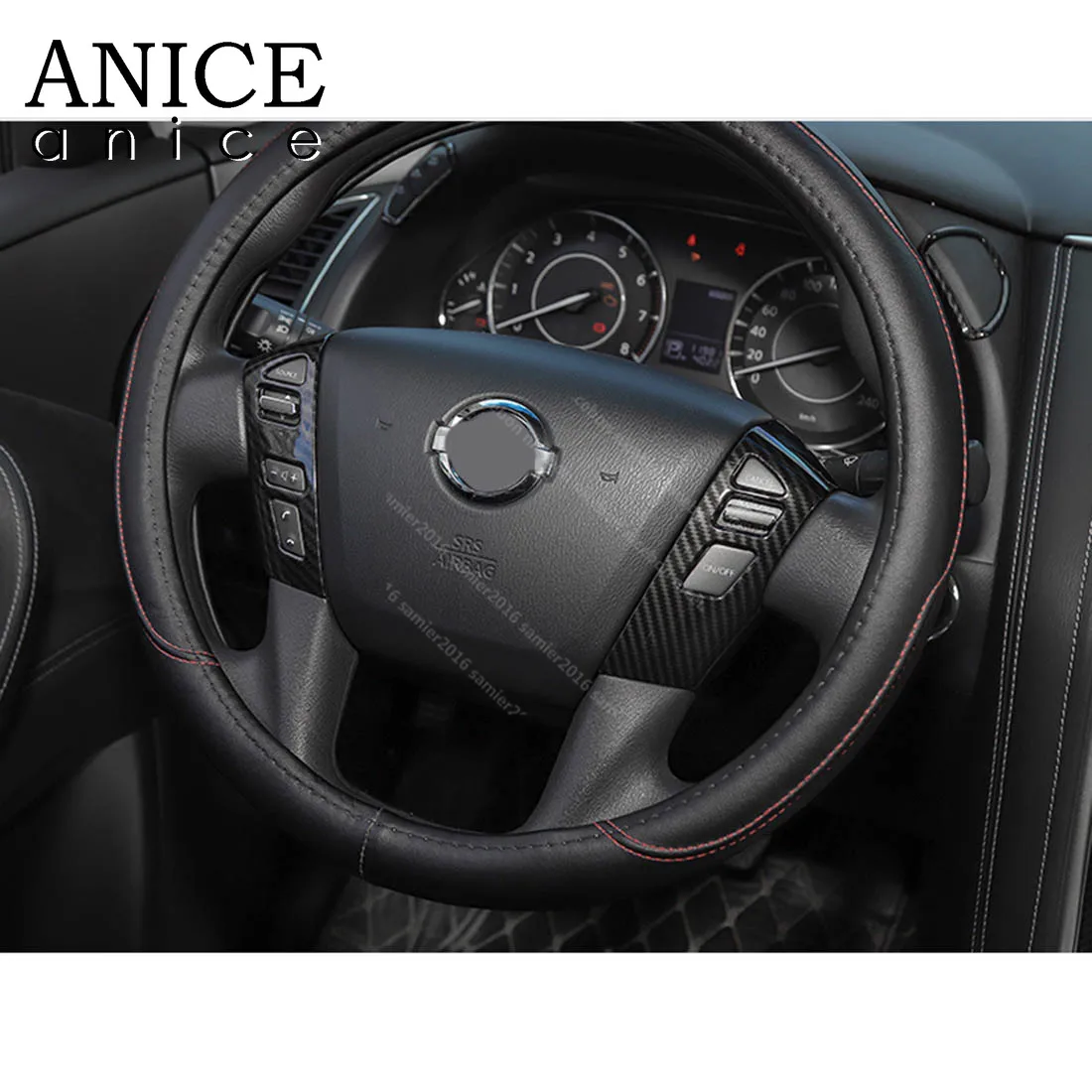 Carbon fiber color Steering Wheel Frame Decorator Fit For Nissan Patrol Y62 2017 2018 2019 | Автомобили и мотоциклы