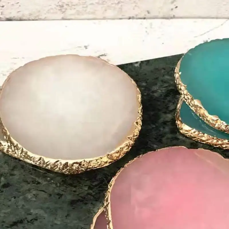 6 см-8 см овальные натуральные шероховатые Агатовые ломтики подставка под чашку