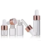 Флаконы-капельницы для эфирного масла, 100 шт., с крышкой из розового золота бутылки для ароматерапии пробы, 1 мл, 2 мл, 3 мл, 5 мл