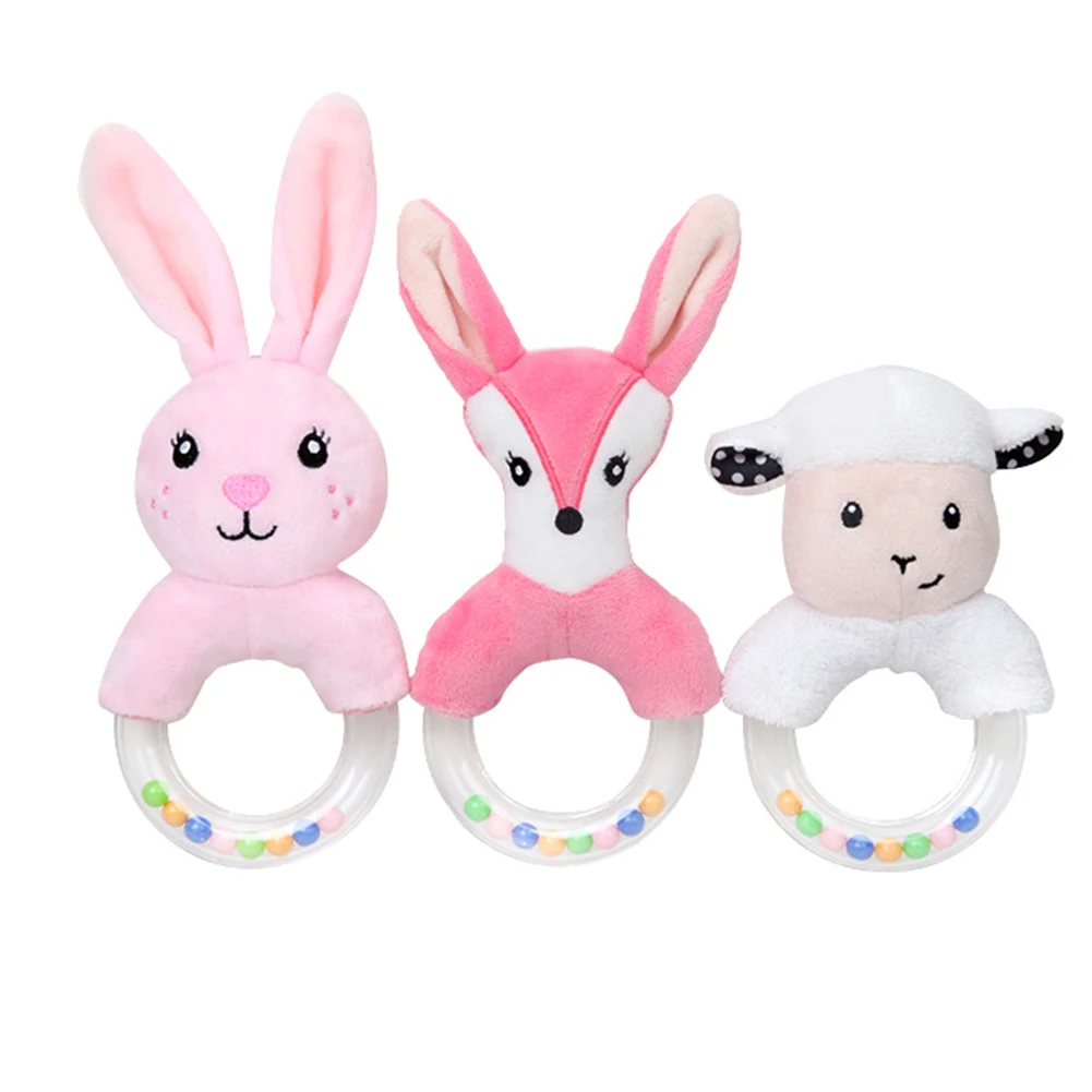 Soft Cartoon Fox Rabbit Sheep Plush Handbell Infant Baby Sound Rattle Toy Gift New | Игрушки и хобби
