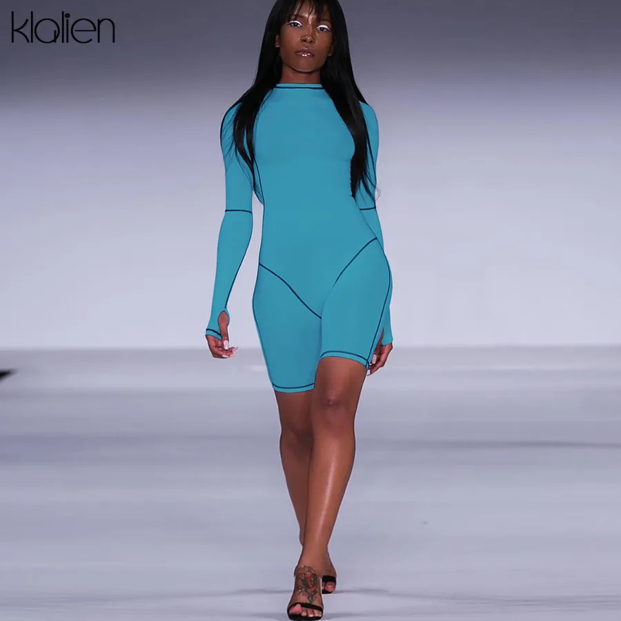 Женский спортивный костюм kalien однотонный эластичный обтягивающий комбинезон с