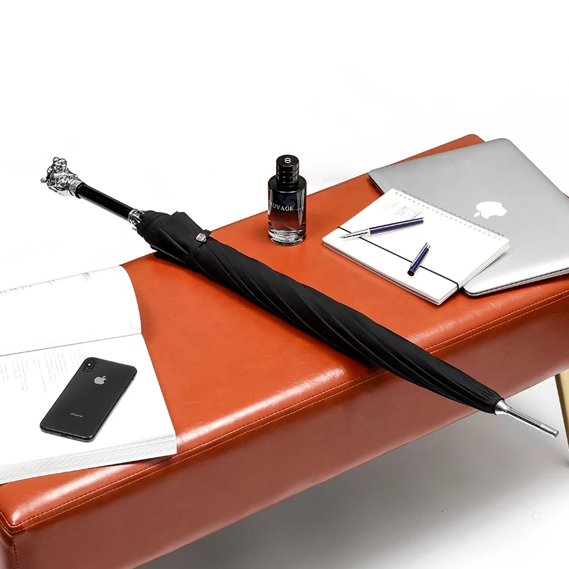 Online Leopardo Manico Lungo Ombrelli Di Lusso Degli Uomini Di Lusso Di Affari Antivento Ombrello Pioggia Signore Grande Auto Di Qualità Di Viaggio Ombrello A6A