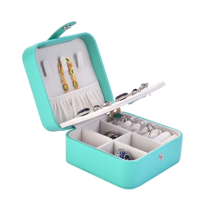 Upscaled Simple Jewelry Boxes Organizer Protable Leather Necklase Ring Earrings Multi-function Jewellery Storage Case