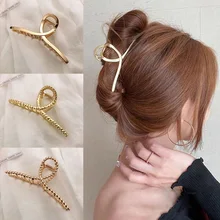 Épingles à cheveux simples pour femmes, or, griffes en métal pour filles, ornements de crabe, Barrettes chics, accessoires de coiffure  (1)