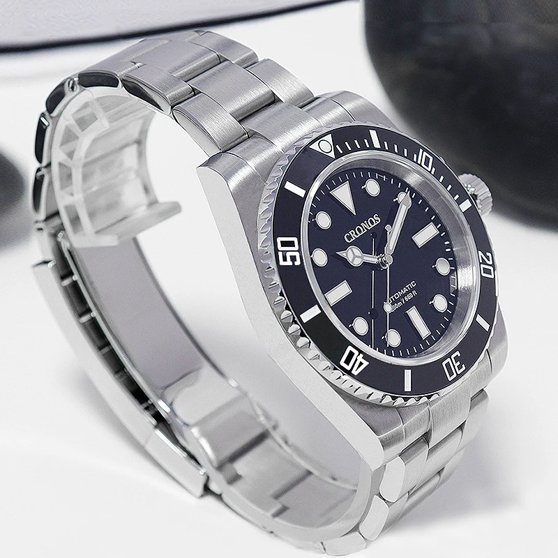 Мужские водонепроницаемые часы Cronos поворотный браслет PT5000 с керамической рамкой