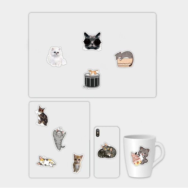 

50pcs/Set Kawaii Kitten Kitty Pattern Stickers For Children Cartoon Cute Cats Stationery Doodle Stickers For Laptop Skateboard