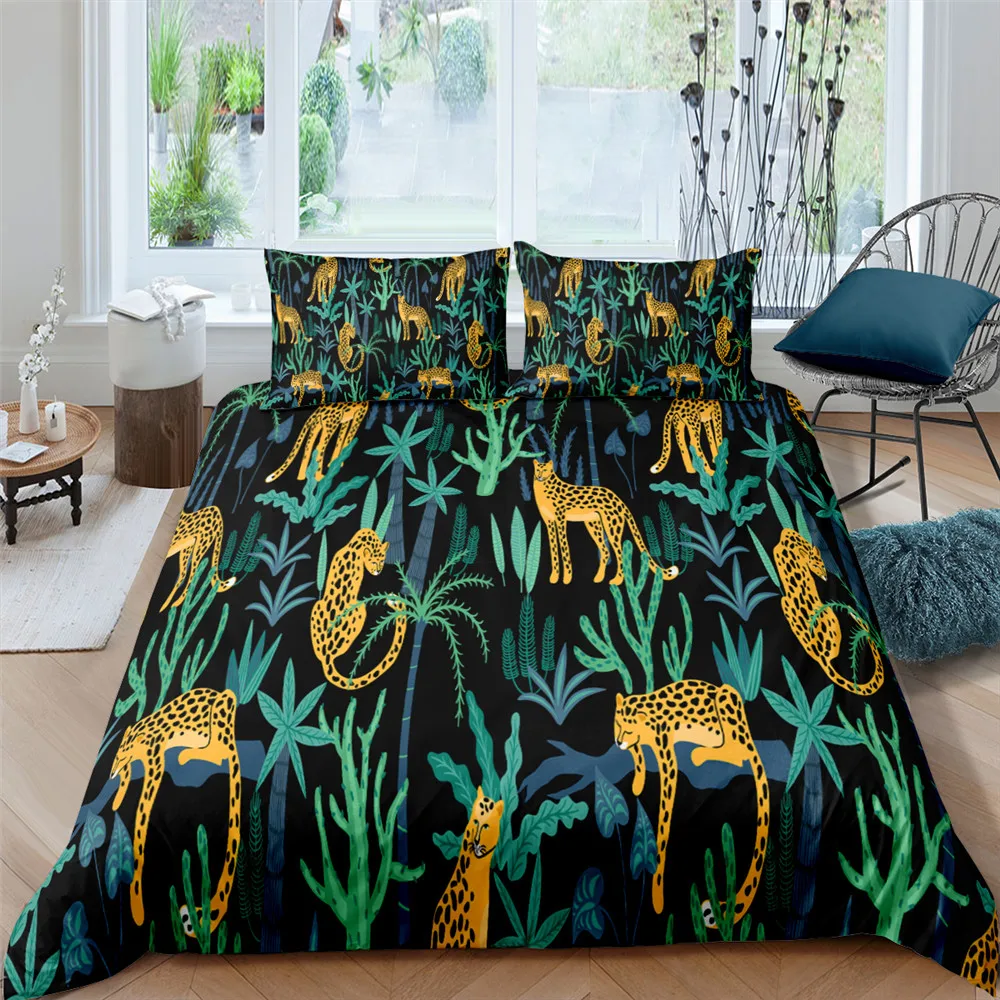 Комплект постельного белья с леопардовым принтом 3 шт. | Дом и сад