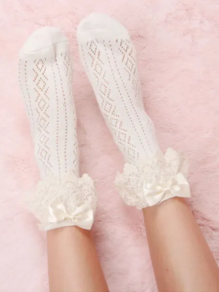 Lolita Socks Bows and Lace Patchwork Student Cotton Sweet Style | Тематическая одежда и униформа