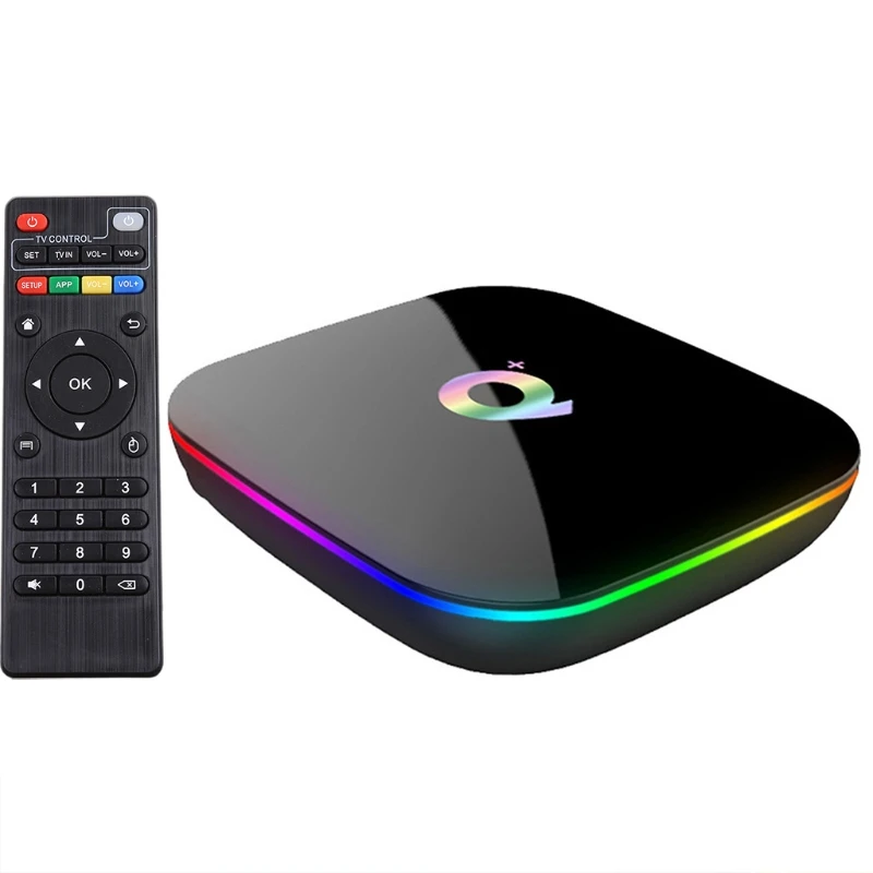 

Q Plus Smart TV Box And roid 9.0 TV Box 4GB RA M 32GB ROM 2.4G WiFi Set Top Box