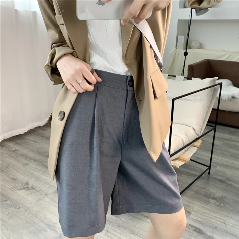 

2020 Summer Midi Length High Waist Casual Wide Leg Hot Vintage Women Shorts Pantalones Feminino