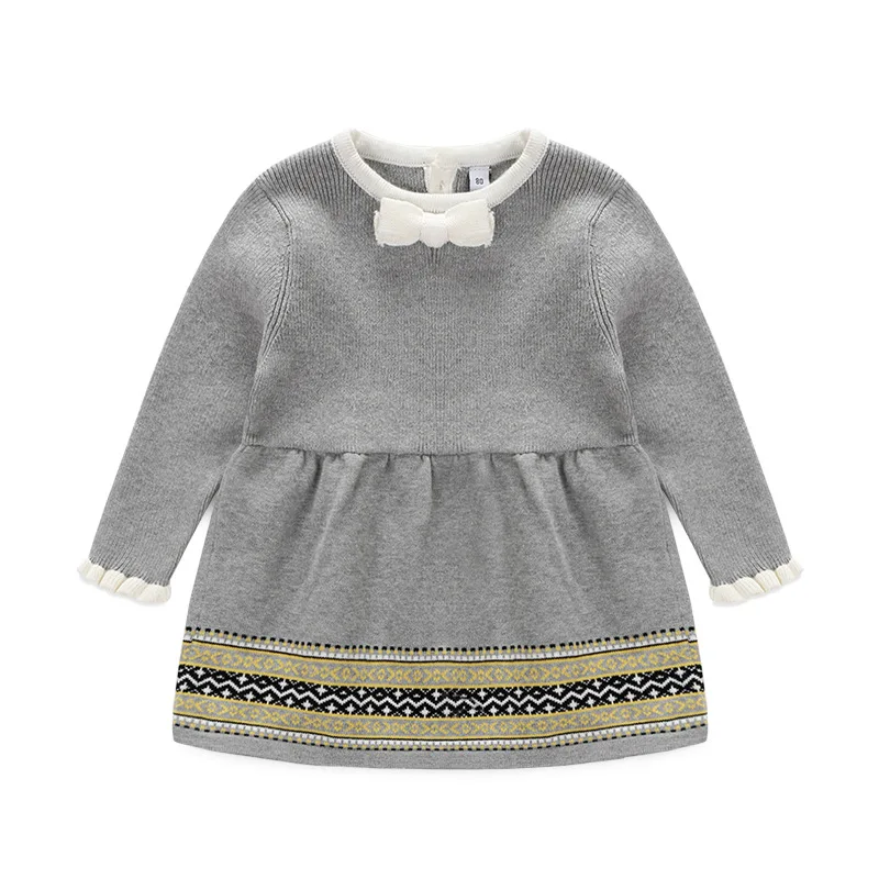 Высококачественное однотонное вязаное платье для маленьких девочек одежда