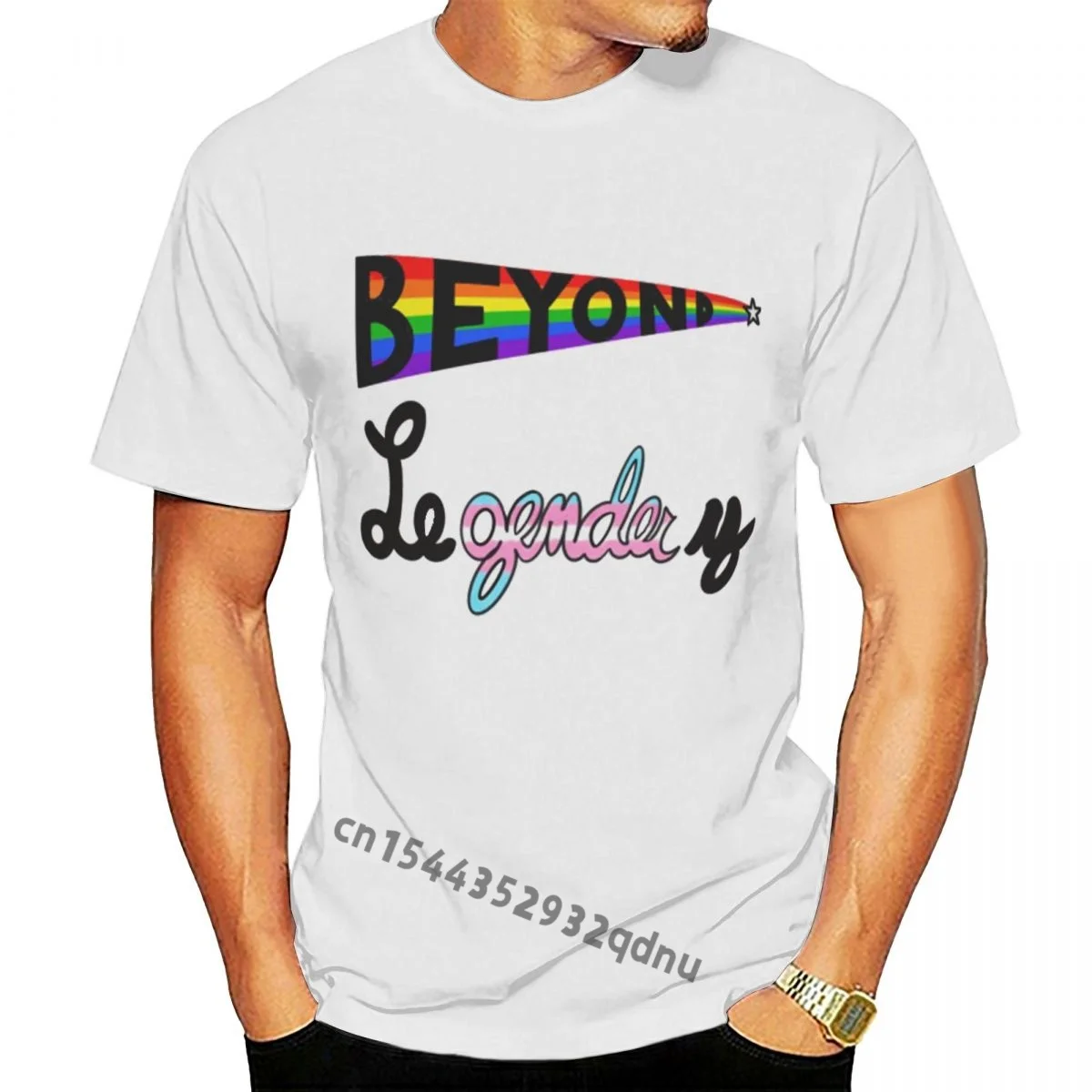 

Casual Plus Size T-shirts Hip Hop Style Tops Tee S-6xl Men Beyond Legendery Transgender Pride T-shirt