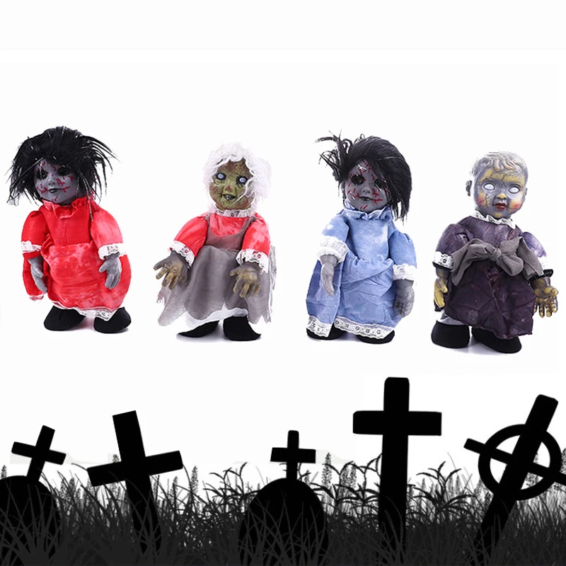 

Хэллоуин, электрическая кукла-призрак, ходячая, с голосовым управлением, привидение, дизайн куклы, украшение, кукла-призрак