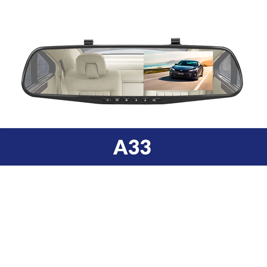 A33 E-ACE, 4,3 дюймов, двойная, 1080 P, HD зеркальная камера, ночное видение, Автомобильный видеорегистратор, камера заднего вида, парковочная линия с камерой заднего вида, видеорегистратор - Название цвета: A33