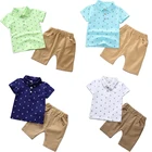 Летние комплекты одежды для мальчиков 2 шт., детские модные рубашки и шорты, наряды для маленьких мальчиков, спортивные костюмы для детей