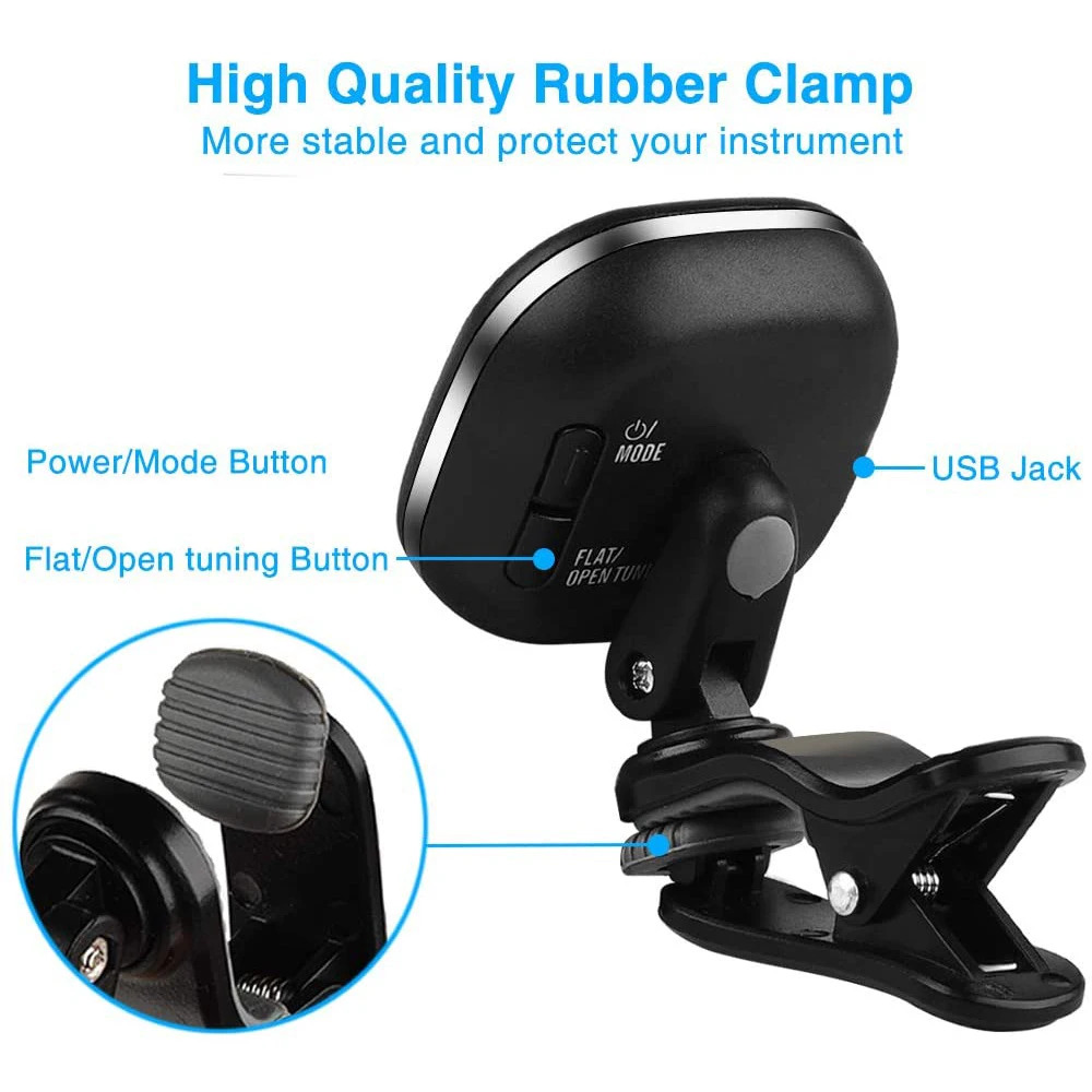 Перезаряжаемый гитарный тюнер Cherub с зажимом ЖК-экран для хроматической