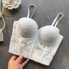 Элегантный нижний жилет с открытой спиной, корсет, топы, Женский облегающий укороченный сексуальный кружевной топ с открытой спиной, женский бюстгальтер, майка с пуш-ап
