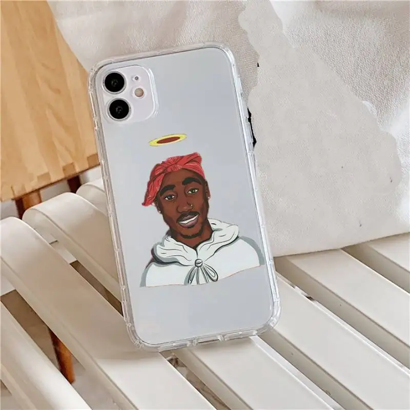 

Rapper 2Pac Makaveli Tupac Amaru Shakur Phone Case Transparent for iPhone 11 12 mini pro XS MAX 8 7 6 6S Plus X 5S SE 2020 XR