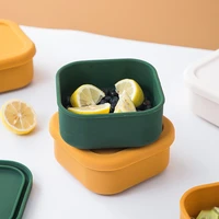 square silicone lunch box practical salad fruit vegetable food container bento box durable fresh keeping box crisper tableware