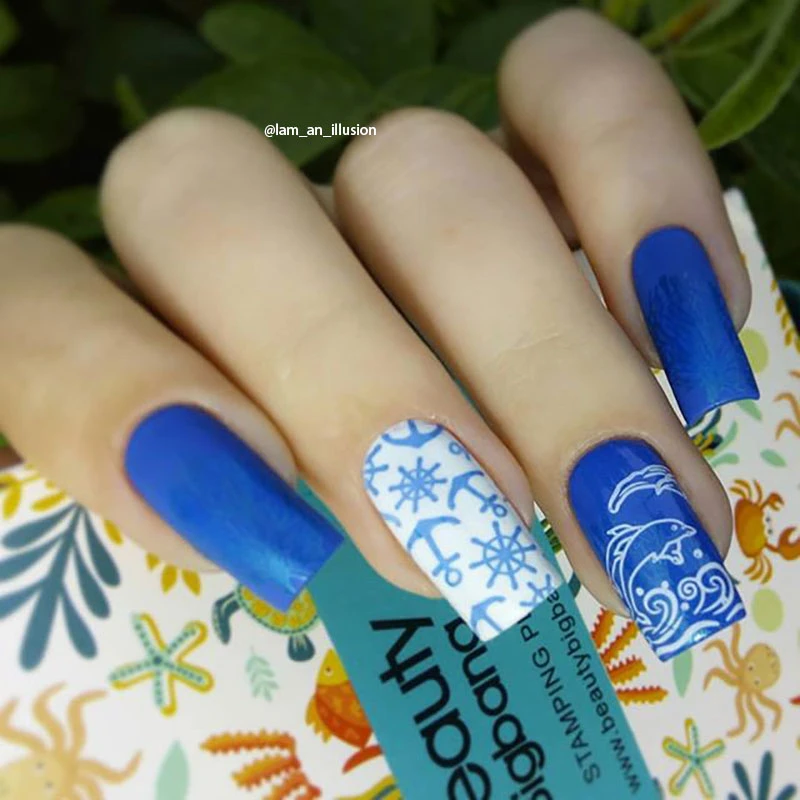 

Mermaid Geometry Nail Style BeautyBigBang Sea Wave Summer Stamping Image Stainless Steel Plates Art Template Stencil Classic