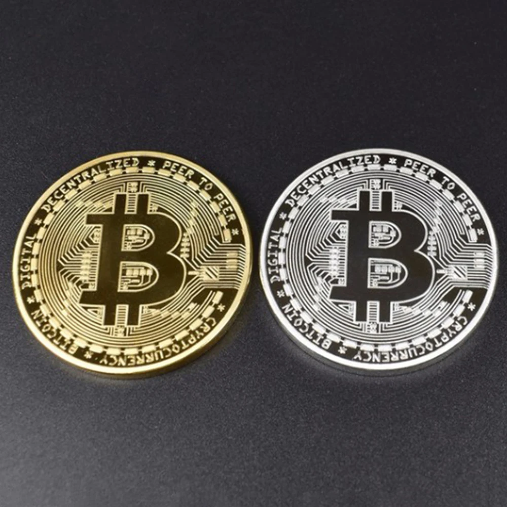 

Bitcoin Gold/Silver Plated Commemorative Collection Coin BTC Virtual Currency Souvenir Novelty Gift Metal Antique Imitation