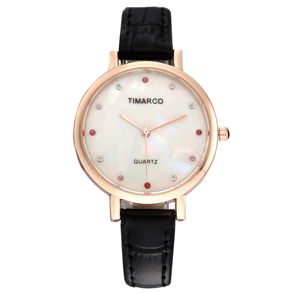 

PopStyle Luxury Women Wrist Watches Rhinestone Edge Ladies Dress Quartz Watch Leather Drop Shipping Relogio Feminino