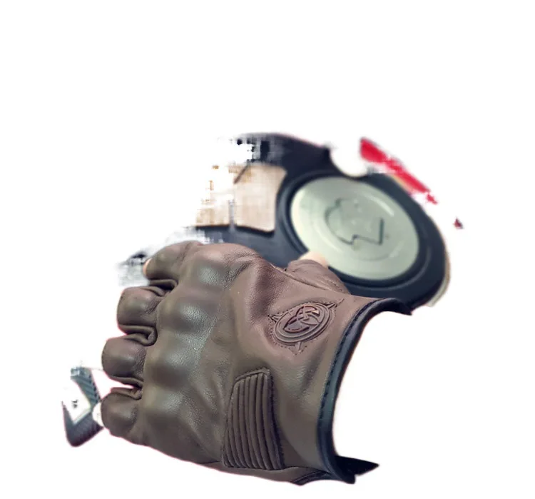 

Vintage Leather Motorcycle Gloves Men Women Motorbike Summer Protective Half Finger Motocross Glove Bike Cycling Accessories