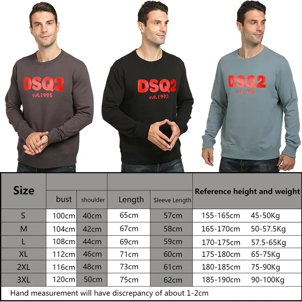 

winter style dsq brand black Men's 100% cotton casual long sleeve Unisex hoody warm letter Hoodie sweatshirt for men