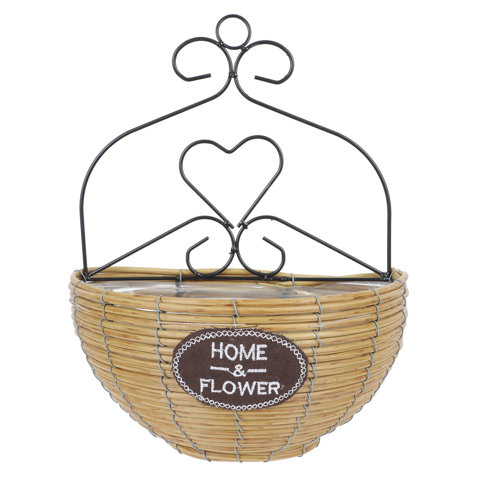 

Hand Straw Woven Wall Mounted Flower Basket Rural Wall Hanging Flower Pot