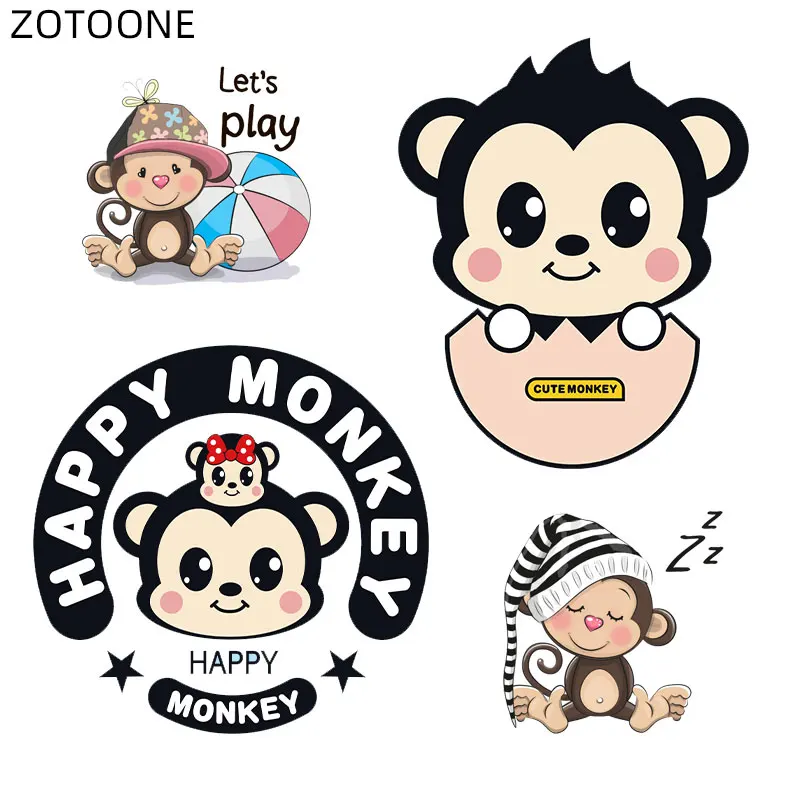 ZOTOONE милые нашивки с обезьяной железные наклейки на одежду для детей Мультяшные