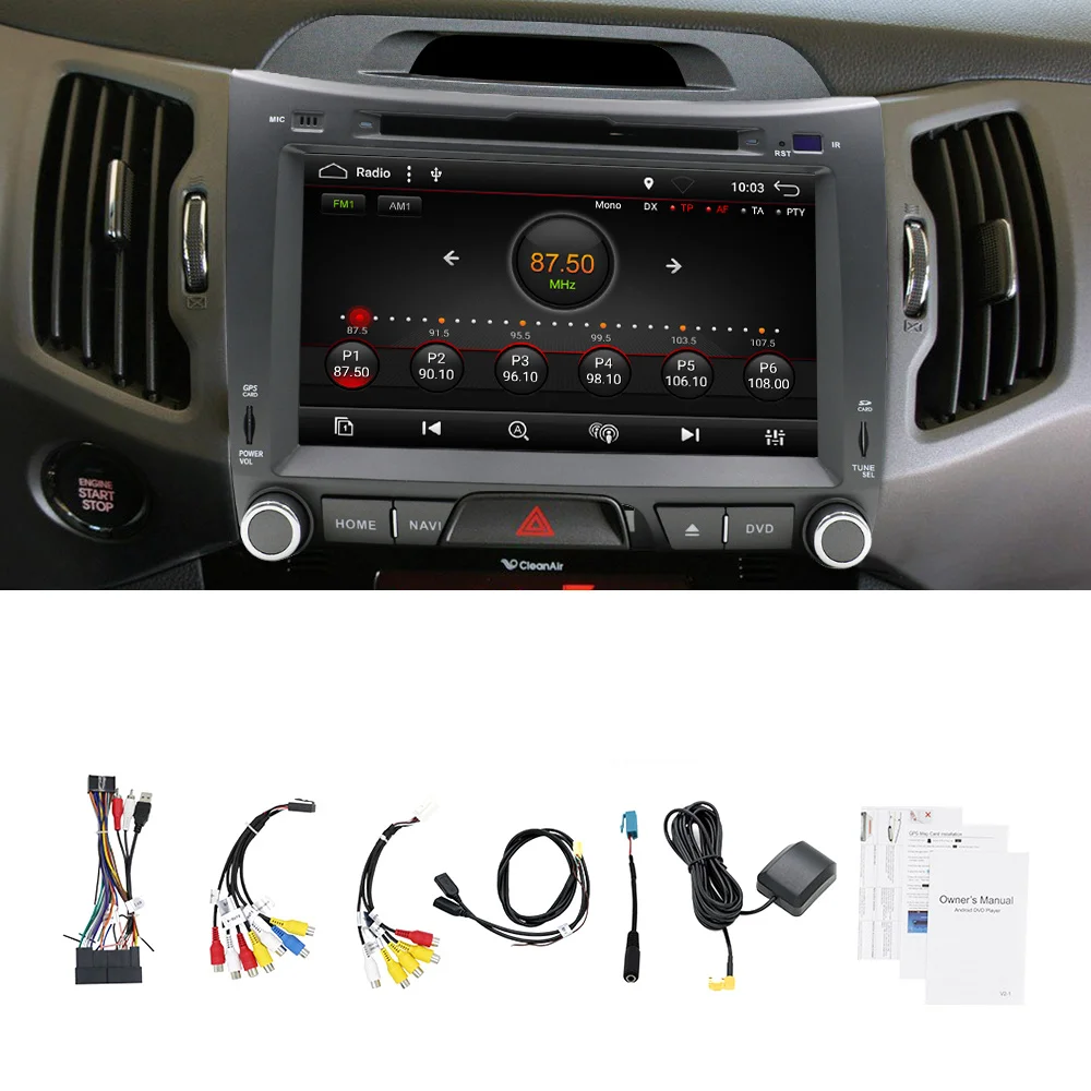 Автомагнитола Eunavi Android 10 мультимедийный плеер для KIA Sportage 2011 2012 2013 2014 2015 2 Din DVD