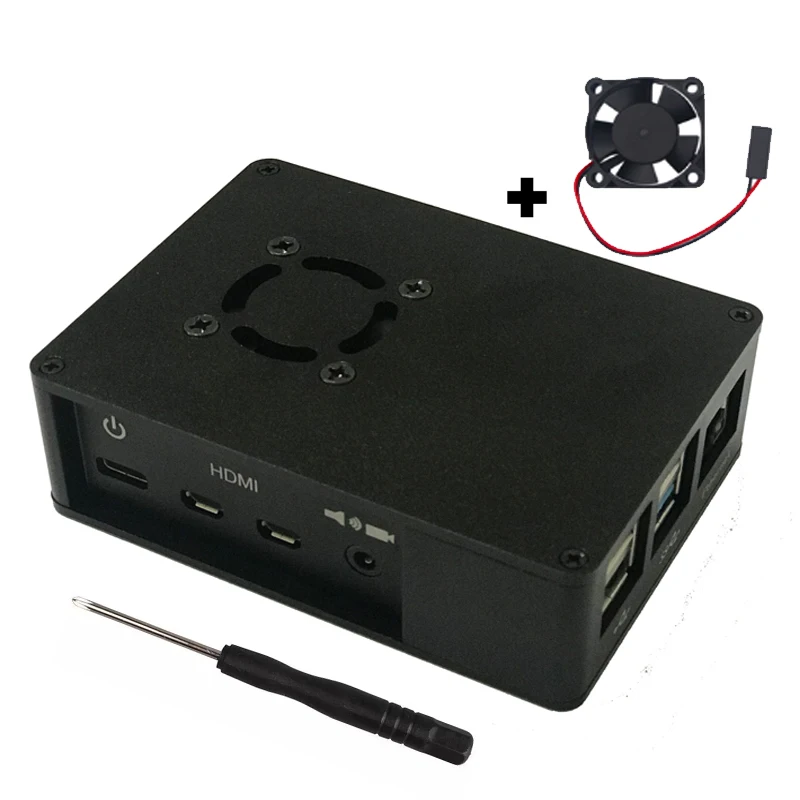 Metal Aluminium Case Chassis Box with Cooling Fan for Raspberry Pi 4 Model B