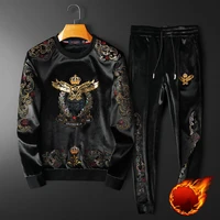 winter mens tracksuit thicken warm comfortable high quality hoodie embroidered style hip hop pullover fashion casual pants