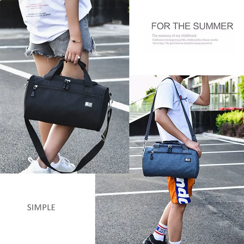 

Men Women Travel Sport Bags Casual Business Cylinder Handbag Waterproof Outdoor Luggage Weekend Crossbody Shoulder Bag Pack