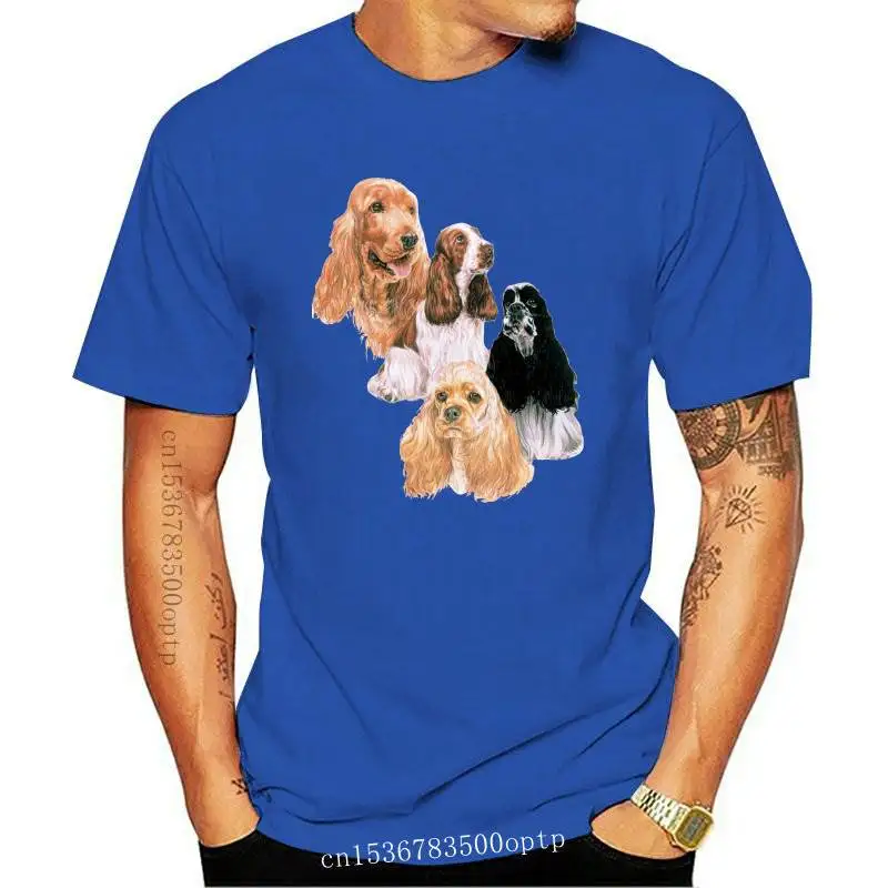 Новинка 2021 летняя мужская футболка с коротким рукавом кокер-спаниель коллажем
