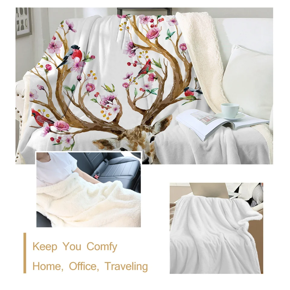 Постельное белье на выход лося Цветочные шерпа одеяло цветок олень покрывало