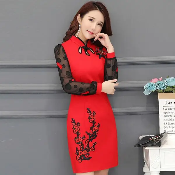 Vestidos largos китайские платья Горячие женские с длинным рукавом элегантные тонкие