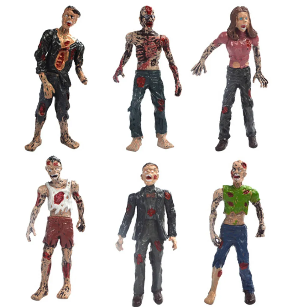 

6pcs Multicolored Walking Dead Zombie Action Figure Static Model Of Movable Toy Collection Dolls