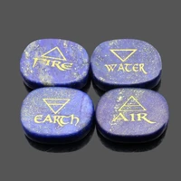 20x25mm new square natural stone oval crystal carving english gas fire water and earth charm boutique lapis lazuli divination